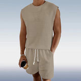 Cayo set in beige linnenlook zonder mouwen