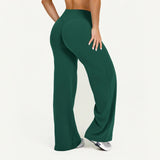 Yoga-Hose Damen Waldgrün High Waist Flared mit weitem Bein – Livia von Talaine, Farbansicht Waldgrün
