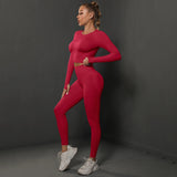 Zweiteiler Damen Sport in Weinrot, seamless Leggings + Top
