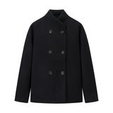 schwarze oversized double breasted damenjacke elegant