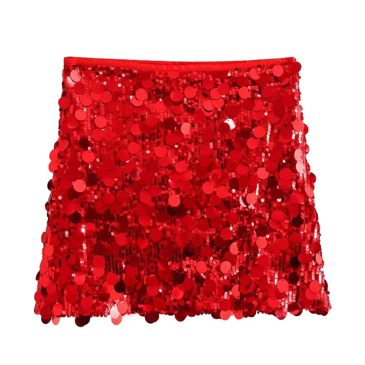 Roter Pailletten Minirock für Damen – Glam Elegance