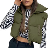 Marlowe Cropped Steppweste Damen in Grün im Streetstyle-Look