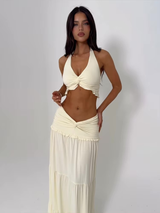 Solana Summer Set | Halter Crop Top and Maxi Skirt 