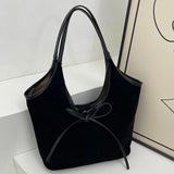 Bella Charm Bag in zwart vegan suède en leer met strikdetail