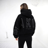 Oversize Teddy Hoodie Damen Schwarz mit Kapuze