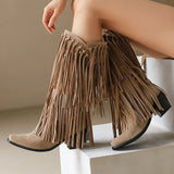 DesertSoul Fringe Boots Damen braun hoch mit Fransen
