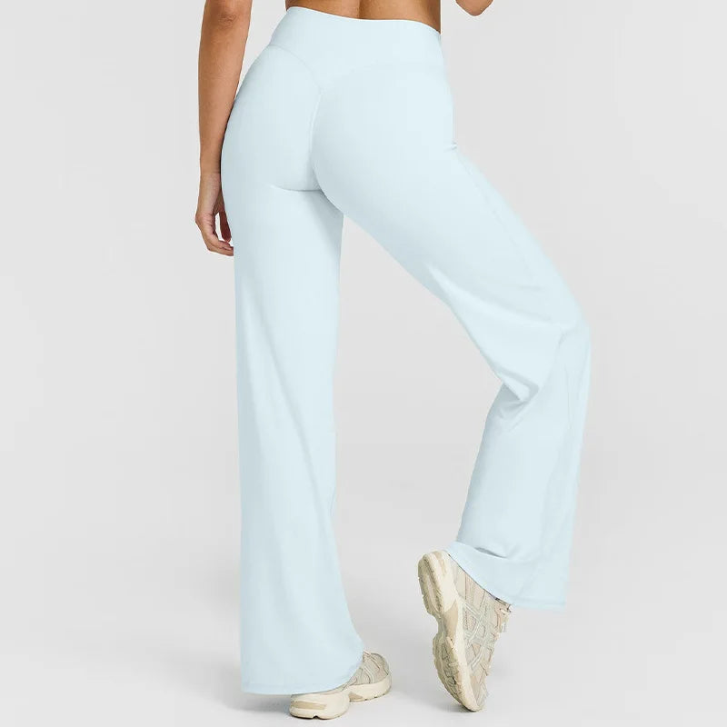 Yoga-Hose Damen Hellblau High Waist Flared mit weitem Bein – Livia von Talaine, Farbansicht Hellblau