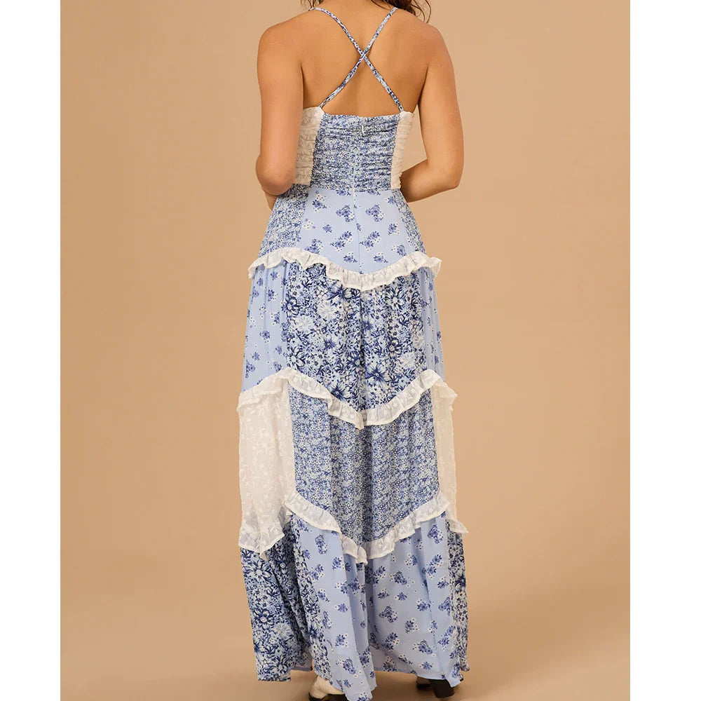 Maribelle | Boho Patchwork Maxi Dress 