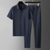 polo en broek set in zwart voor zakelijke elegantie
