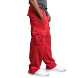 Rode trendy cargo broek met verstelbare enkels.