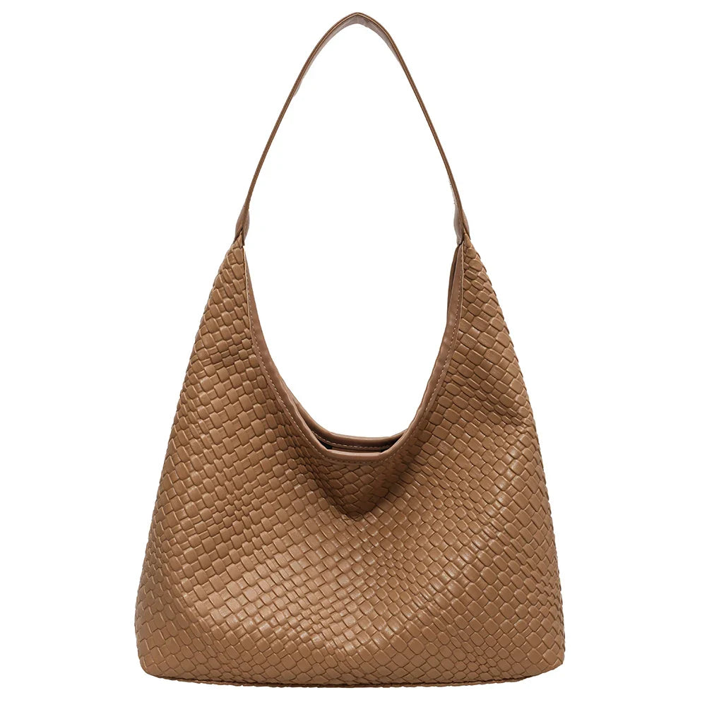 bruin gevlochten design shopper vegan leer
