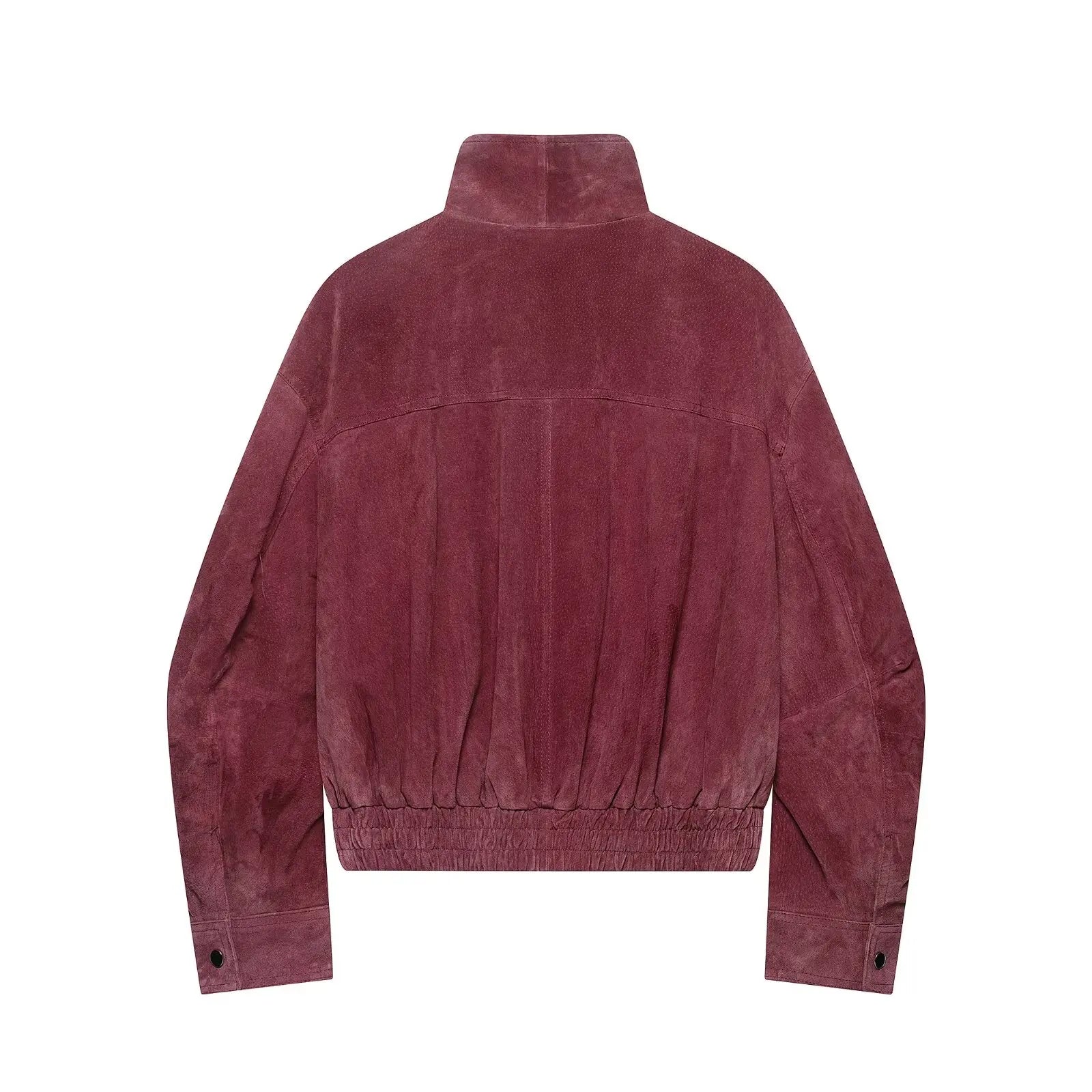 Bordeaux Bomberjacke Damen mit hohem Kragen und elastischem Saum