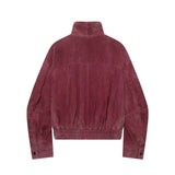 Bordeaux Bomberjacke Damen mit hohem Kragen und elastischem Saum