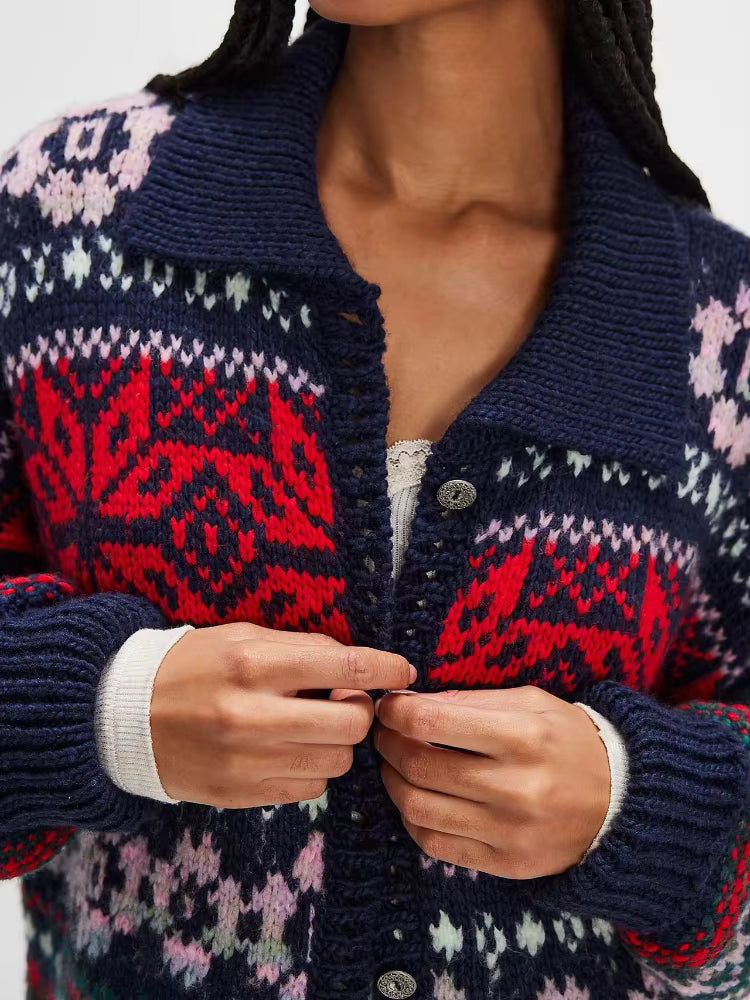 Norvaya | Fair Isle Strickpullover Damen mit Retro-Norwegermuster