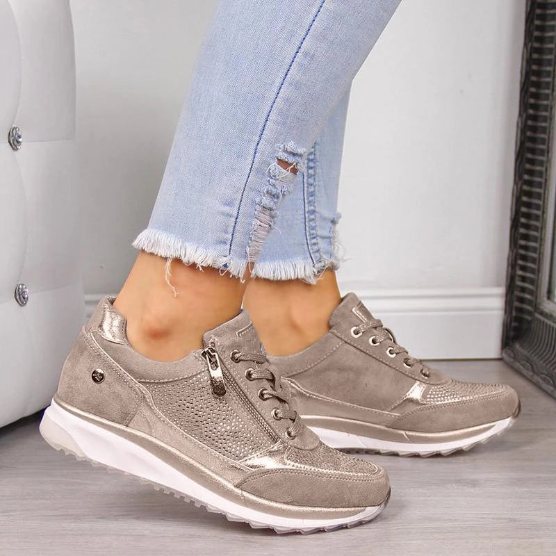 Zivara Damen‑Sneaker in Khaki mit seitlichem Reißverschluss
