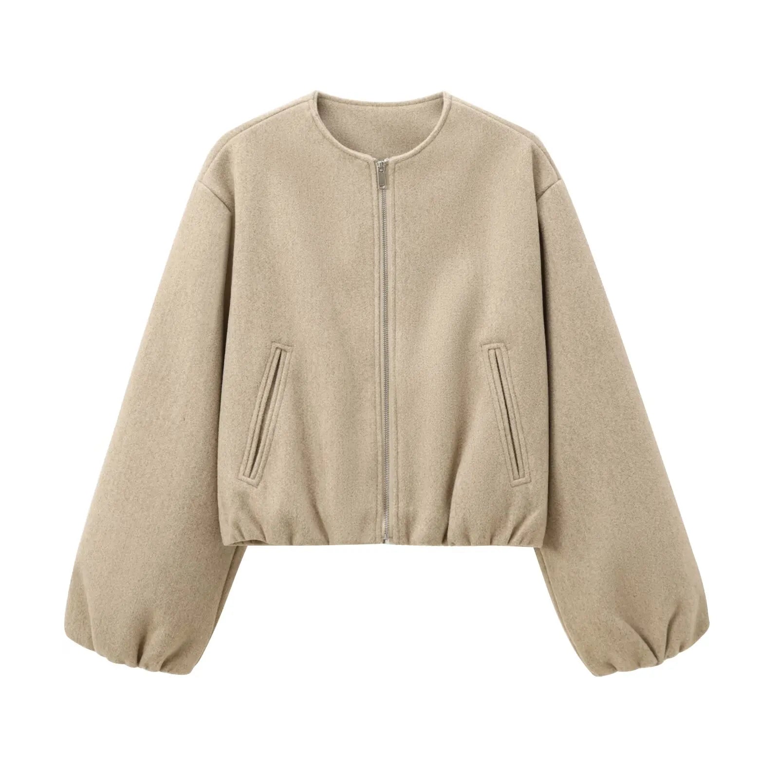 Lunvia Bomberjacke beige, cropped Fit
