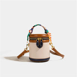 Lunetta bucket bag met navy accenten en blauw slotje