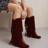 DesertSoul Fringe Boots Damen rot hoch mit Fransen
