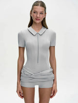 Poloshirt-Body und Wickelrock Set Damen – Liva von Talaine, Vorderansicht