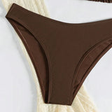 
Transparante strandset met bikini voor dames, Boho strandoutfit met wijd uitlopende mouwen, Set van bikini en strandkleding in crème en bruin, Fashionable beachwear met mesh details, Strandset met rok en top over bikini