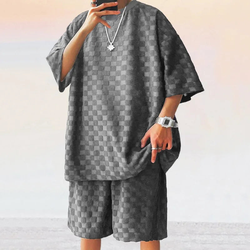 oversized streetwear set met 3D-textuur
