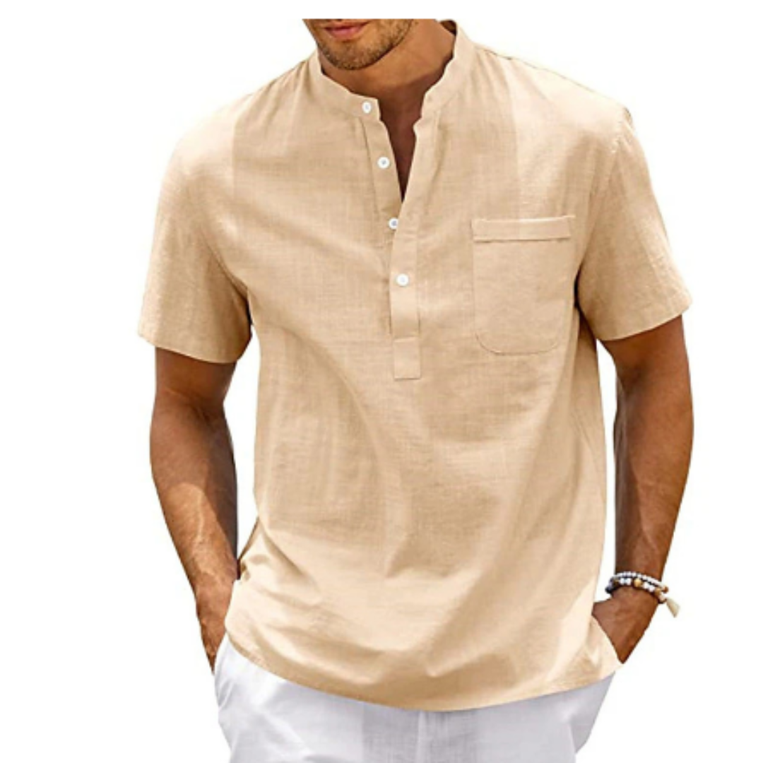Zandkleurige blouse met relaxte fit voor zomerlooks