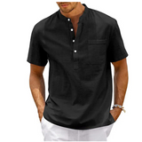 Zwarte zomerblouse voor heren met borstzak