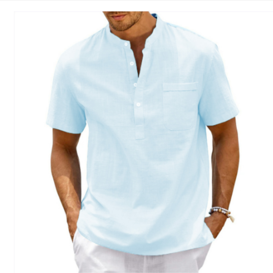 Lichtblauwe luchtige herenblouse voor warme dagen