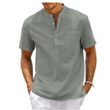 Donkergrijze herenblouse met kraag en knoopsluiting