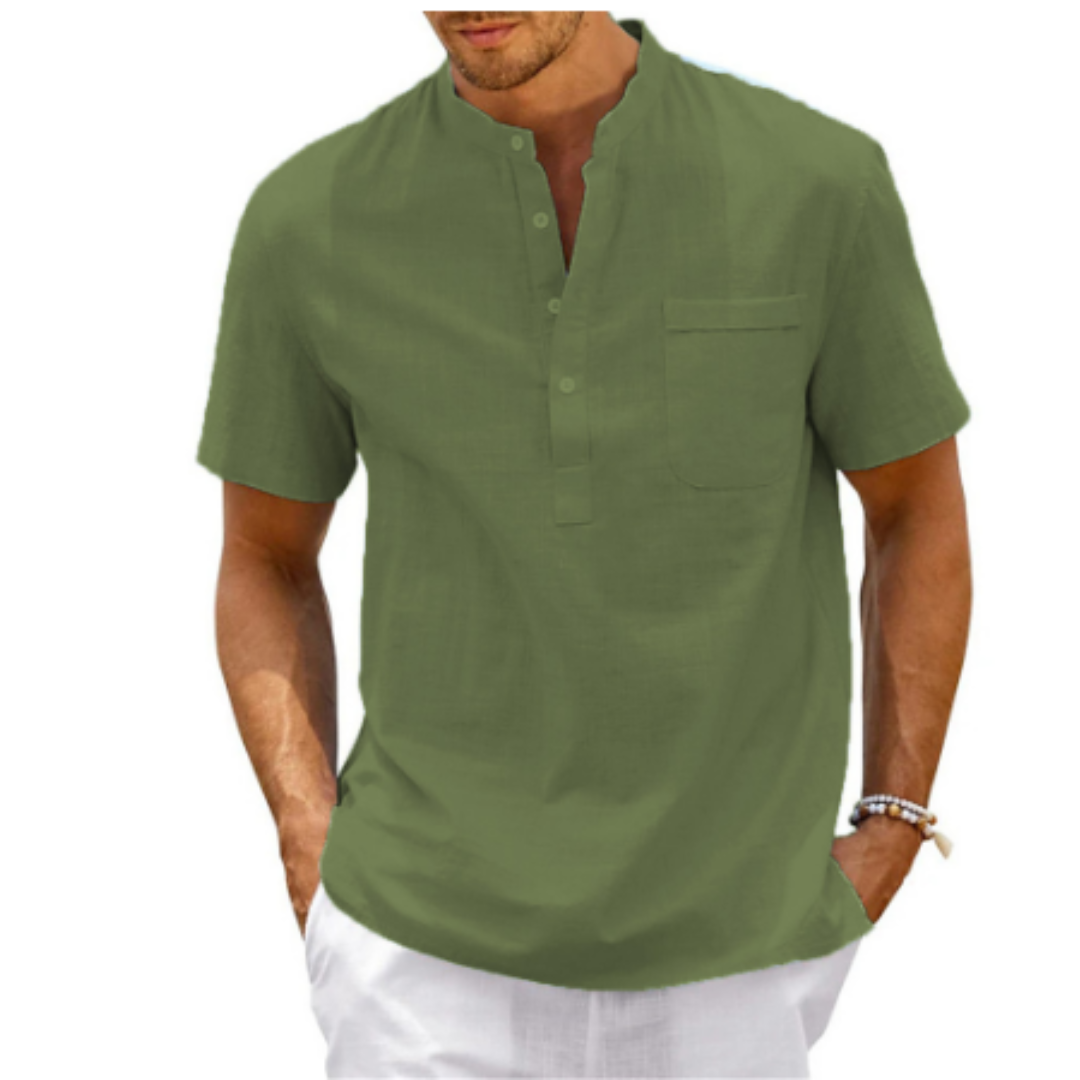 Olijfgroene blouse met casual pasvorm voor mannen