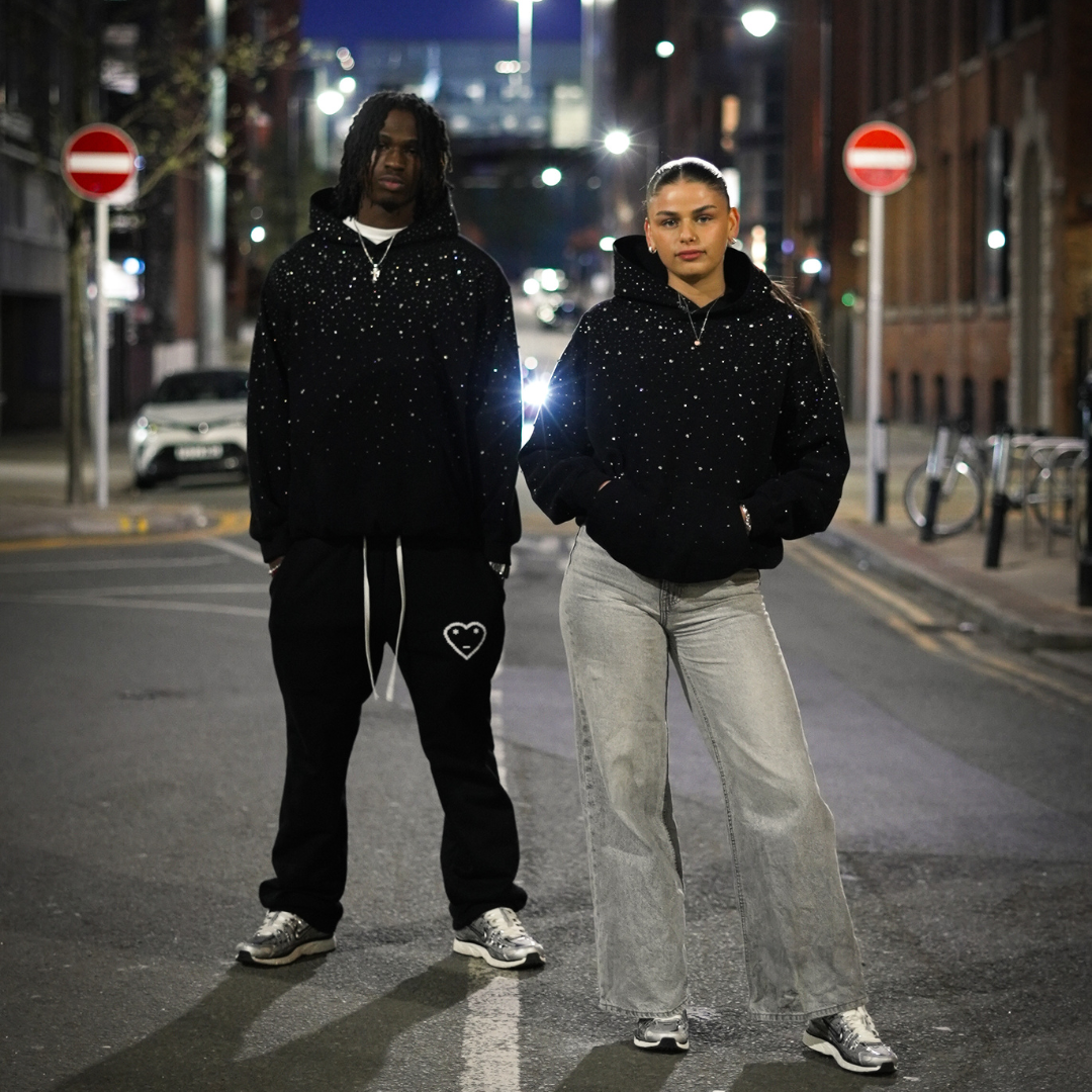 Solayne Sparkle Hoodie | Oversized Unisex Hoodie mit Strasssteinen