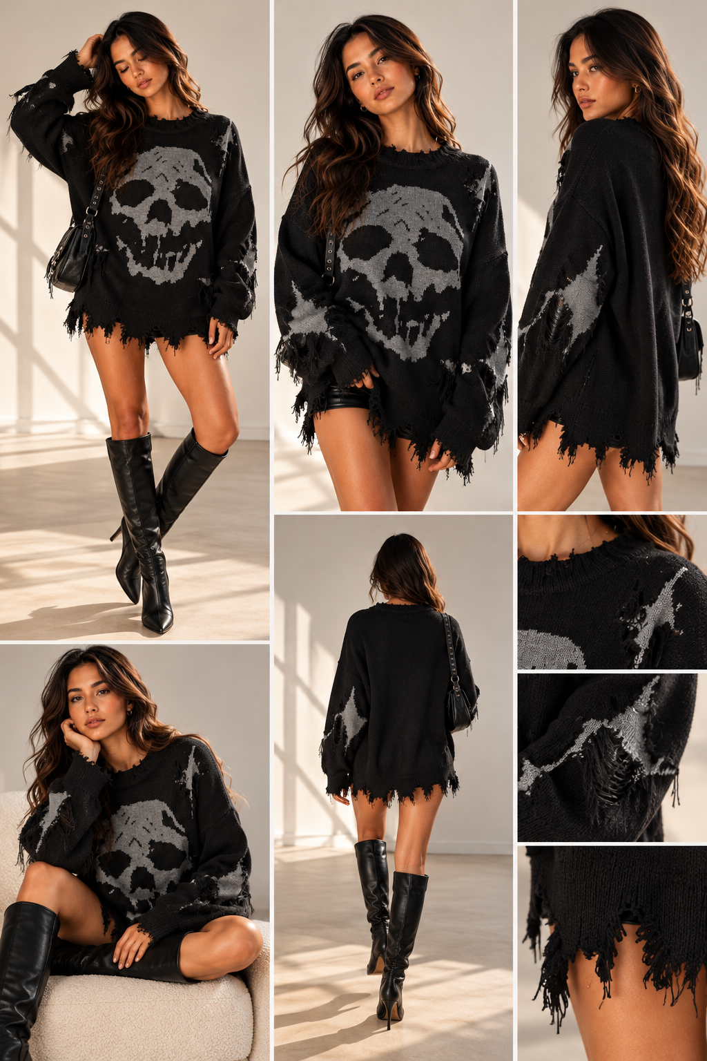 Skylah Skull-Pullover – editorial Mode-Collage