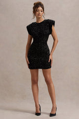 Shine Bright Mini Kleid seitliche Ansicht mit verstärkten Schultern
