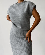 Ribbed Elegance Set Damen mit figurbetontem Rippstrick