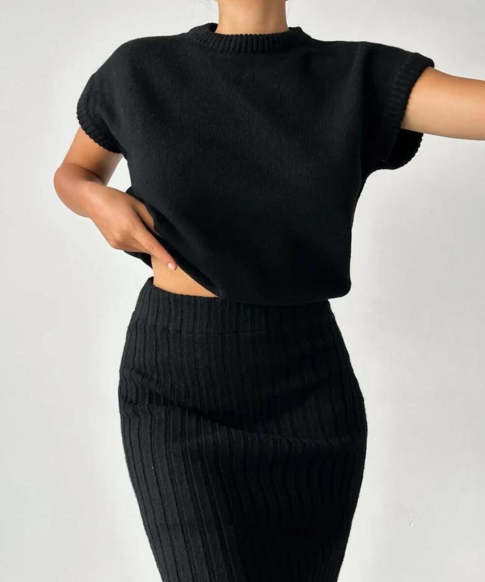 Ribbed Elegance zweiteiliges Set Damen – Rückansicht