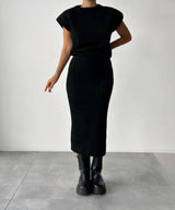 Rippstrick-Set Damen – Top und Midirock als komplettes Outfit