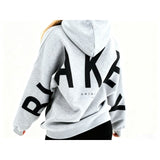 Blayen Oversized Sweatshirt Damen Grau mit großem Schwarzem Backprint – Talaine