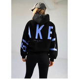 Blayen Oversized Sweatshirt Damen Schwarz mit großem Hellblauem Backprint – Talaine