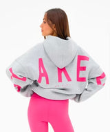 Blayen Oversized Sweatshirt Damen Grau mit großem Pinkem Backprint – Talaine