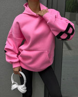 Blayen Oversized Sweatshirt Damen Rosa mit großem Schwarzem Backprint – Talaine