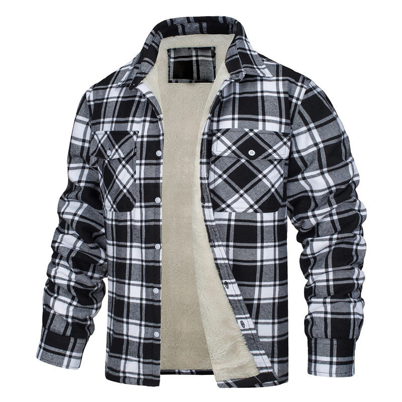 geruite overhemdjas voor heren met fleece voering
