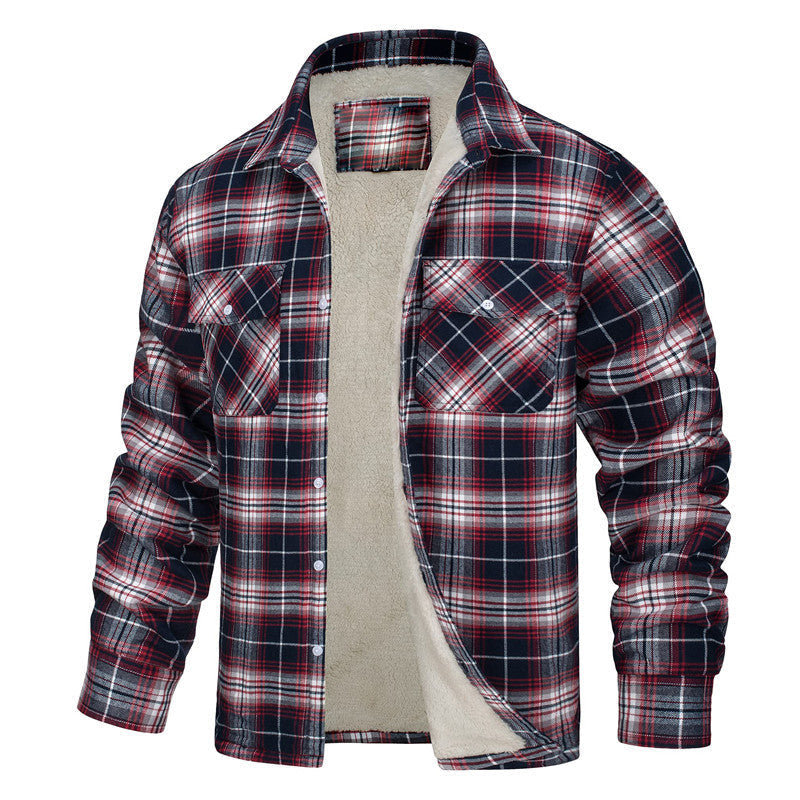 winterjas met fleece voering en ruitpatroon
