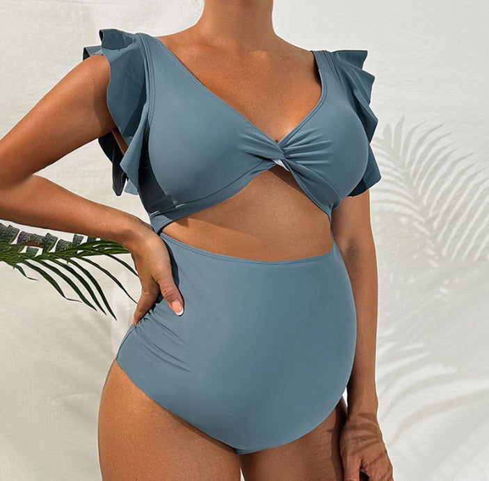 Umstandsbadeanzug Damen – Maréna von Talaine, elegantes Cut-Out mit Knotendetail