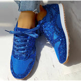 blaue Glitzer Sneaker mit schimmerndem Glitzer-Finish für Damen
