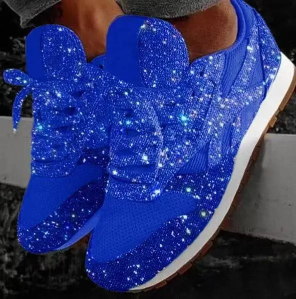 blaue Glitzer Sneaker mit schimmerndem Glitzer-Finish für Damen