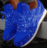 blaue Glitzer Sneaker mit schimmerndem Glitzer-Finish für Damen