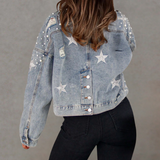 Mette luxe spijkerjasje voor dames in zwart en blauw
