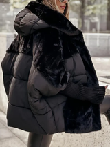 Damen Winterjacke Alvéra in Schwarz mit Kapuze
