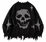 Schwarzer Skull-Pullover mit Grunge-Totenkopf
