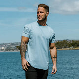 Endurance Pro sport t-shirt heren lichtblauw ademend materiaal
